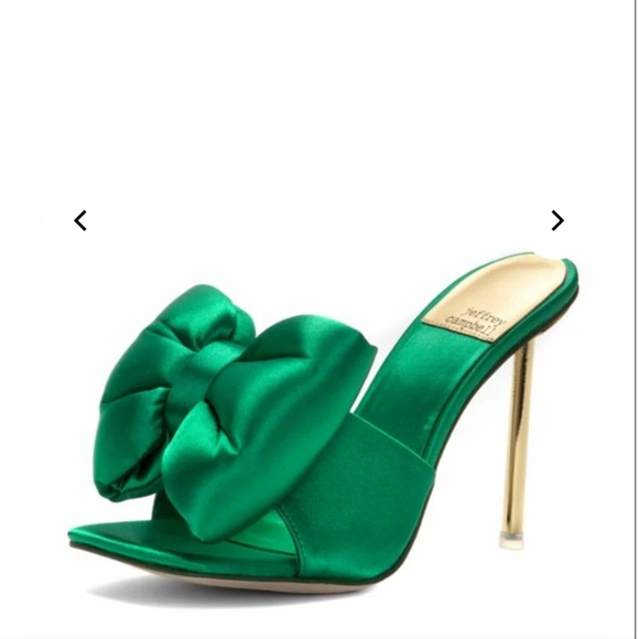 Jeffrey Campbell  BOW_DOWN Green satin bow stiletto slides, New in box US 7.5 - Picture 10 of 12